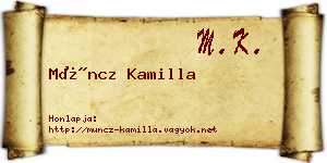 Müncz Kamilla névjegykártya